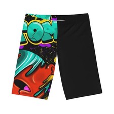 Custom Graffiti Women's Long Bike Shorts