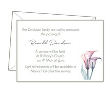 Funeral Announcement Cards, A6, Personalised Sympathy Cards, Funeral attendance,