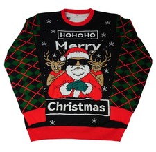 Christmas Santa Reindeer LED Light Up Jumper Ugly Knitted Men Women Unisex 2XL