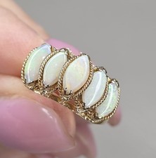 Antique 14ct Gold Five Stone Opal Ring Beautiful Design 