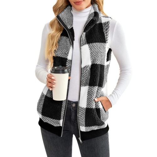 Ladies body warmer - gilet, check