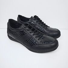 Dr Keller UK 7 Black Shoes Women's Crocodile Print Faux Leather Comfort Lace Up
