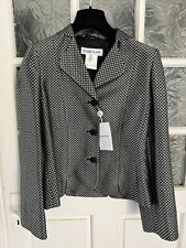 Cerruti 1881 Womens Silver & Black Geometric Suit Jacket Size 40 UK 8 RRSP £385