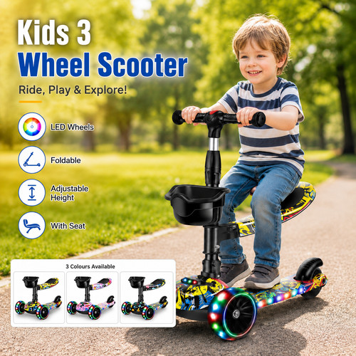 Kids wheel scooter - with, led