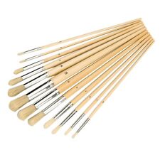 Silverline 868848 Artists Paint Brushes with Rounded Tips 12 Piece Set