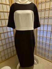 Monochrome black and white trimmed smart Dress Size   16 Debenhams 