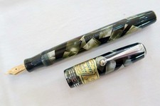 RARE PARKER PREMIERE IN BLACK SILVER MARBLE FOUNTAIN PEN CANADA C1937 ORIG LABEL
