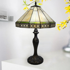 Tiffany Style Table Lamp 16 Inch Handcrafted Stained Glass Bedside Lampshade