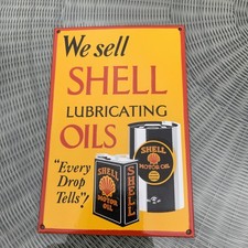 Enamel metal Shell Oil Garage