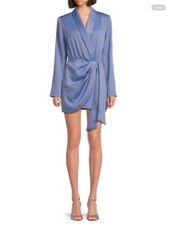 Misha Dutch Blue Wrap Mini Dress Sz Large AUTHENTIC NWT