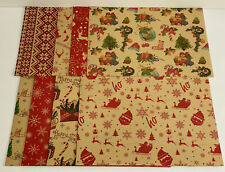 Christmas Gift Wrap Sheets 70cm x 50cm Winter Festive Various Designs, 8 Sheets