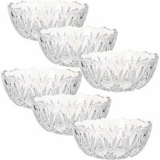 NEW 6 Piece Set High Quality Crystal Clear Glass Fruit Bowl Trifle Salad Desert 