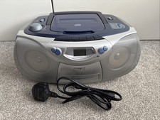 Philips AZ1004 CD Soundmachine Radio CD Tape Player Silver And Blue - Working