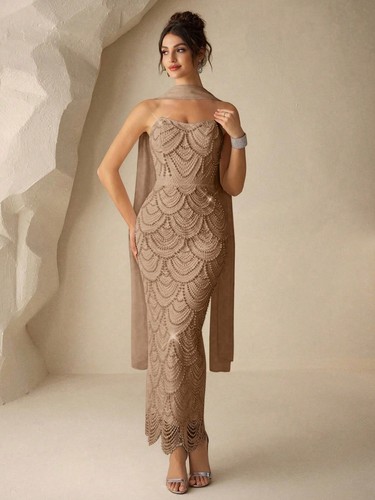 Women brown pearl bodycon - women's,