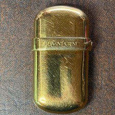 Vintage Yves Saint Laurent Gold Plated Cigarette Lighter With Red Cabochon