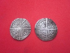 2 Medieval silver hammered half groats Canterbury & London mints detecting finds