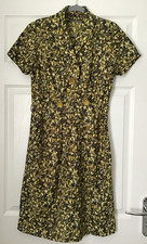Ladies Vintage 40's Handmade  Abstract Lemon Yellow/Mustard/Grey/Black  Dress 14
