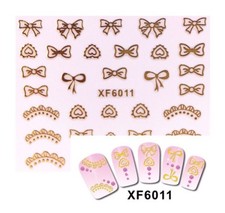 Bow Nail Art 3D Gold Lace