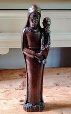 Vintage 12.5" (32 cm) WOODEN AFRICAN MADONNA FIGURINE Mother And Child 