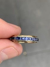 9ct Gold Sapphire Full Eternity Ring, 1920’s Art Deco Period 9k 375