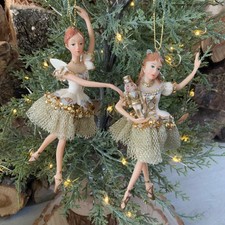 Cream & Gold Clara and Sugarplum Fairy Nutcracker Christmas Set Gisela Graham