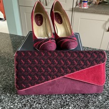 Ruby Shoo Matching Shoes And Bag, Burgundy Size UK 5