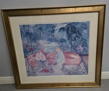 Barbara A Wood Signed (77/470) Framed Abstract Print *The Red Couch sz 27"x 30"