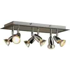 Magnum 6 Light Ceiling Plate Slate Chrome Effect Reflective Surface Home Light