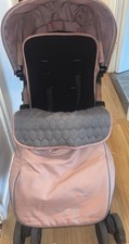 Silver Cross Pop  Stroller Blush Pink & Black Footmuff + Raincover
