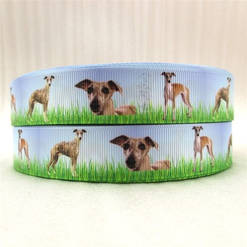 Dog whippet grosgrain ribbon - whippet,