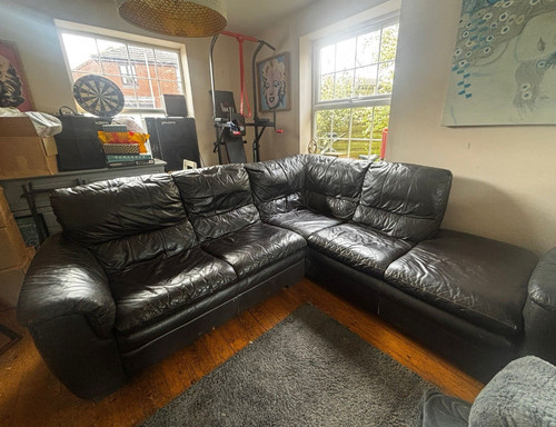 Dfs black leather corner - dfs,