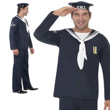 Naval Seaman Costume 40s Navy Sailor Uniform Fancy Dress Outfit M L