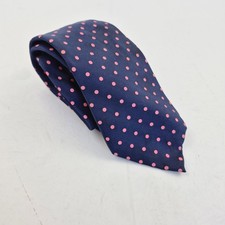 T.M. LEWIN Tie Navy Pink Men's 100% Silk Classic Polka Dot Necktie