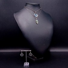 Byzantium Paua Shell Bundle Earrings Necklaces Blue Green Silver FLT-FPL29 