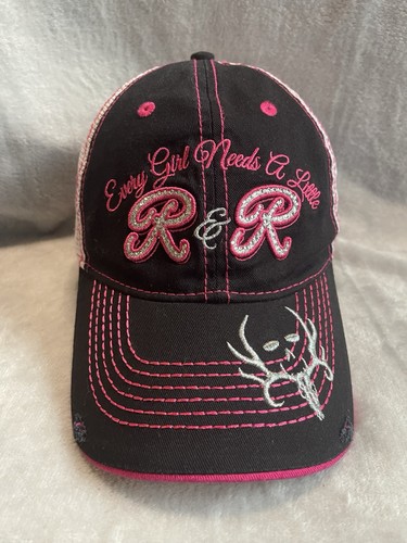 Pink black baseball hat - black,