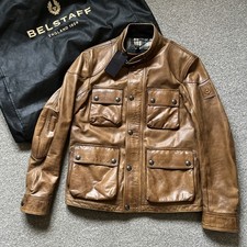Belstaff Burgess Leather Jacket Large  Uk40  It50 Brown RRP£1299