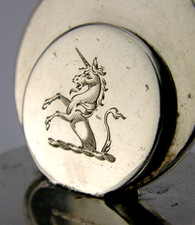 UNICORN CRESTED STERLING SILVER MENU HOLDER PLACE MARKER 1908 COLLYER FAMILY