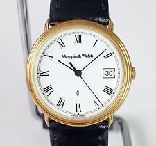 1980s Mappin & Webb Watch Mens White Enamel Dial Quartz ETA 555.412 New Battery
