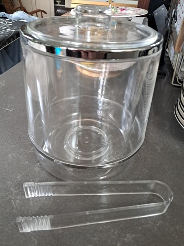 Ice bucket and tongs clear - and, tongs,