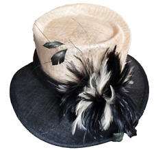 Formal Ladies Black and Cream Hat with feathers for weddings/races /occasions