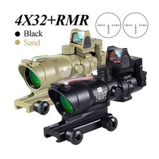 LUGER  ACOG 4x32 Fiber  Optics With Red Dot Sight Red Green Dot 20mm Picatinny