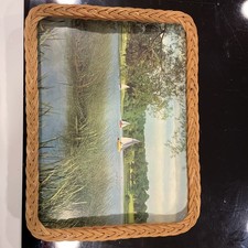 Vintage Wicker Tray 1950s / 60s