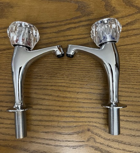 Pair high neck basin taps - neck,