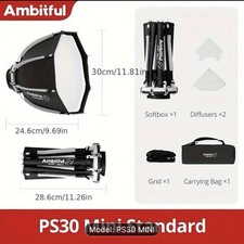 Ambitful PS30 Mini Bowens Mount Octagonal Softbox (30cm/11.8") - No Box 