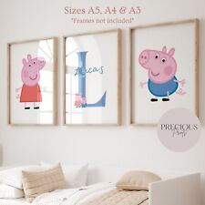Set of 3 Personalised Girl/boy Nursery bedroom Print / Peppa Pig A5 A4 A3