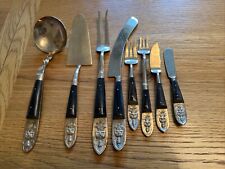 8 Piece Vintage Star Of Thailand Siam Buddha Brass Flatware Cutlery 