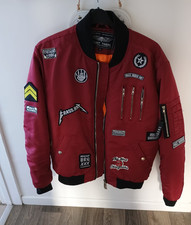 Flight Tigers Bomber Jacket Burgundy Red,XL Men,Rocker,Goth,Fashion,Zip