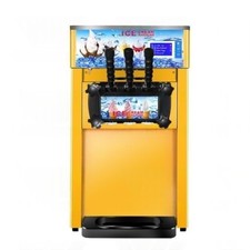 Commercial Triple Head Soft Ice Cream Machine 3 Flavor Frozen Yogurt Cone Maker