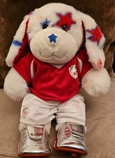 Build A Bear Patriotic Red White Blue Star Freedom Puppy Dog Blue Star Nosed Toy