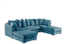Large Used Reversible Corner Sofa Teal (3 Pieces + 2 footstools)